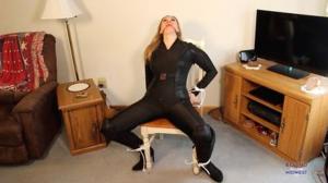 www.boundinthemidwest.com - Black Widow Tied Up In A Chair thumbnail